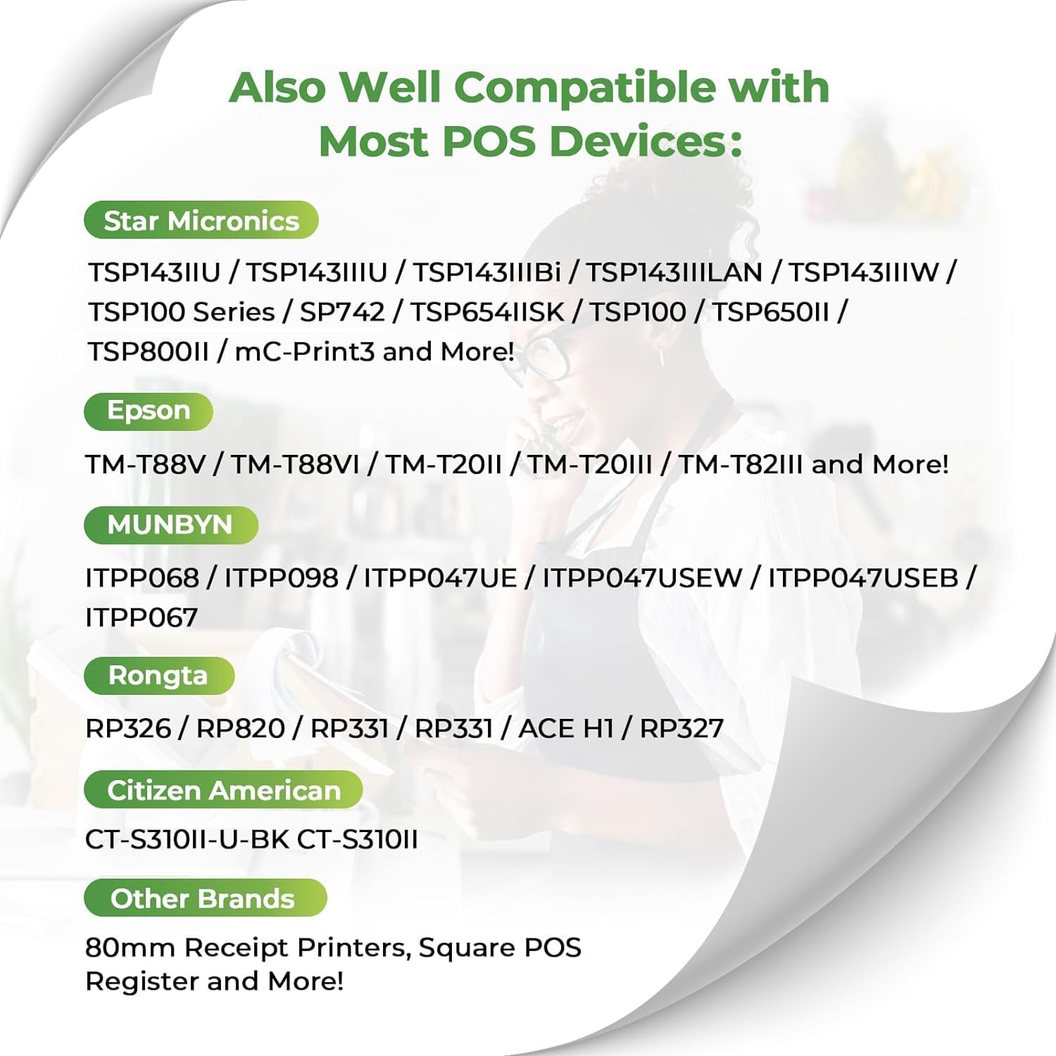 MUNBYN 80mm Thermal Receipt Paper 3 1/8 x 230ft