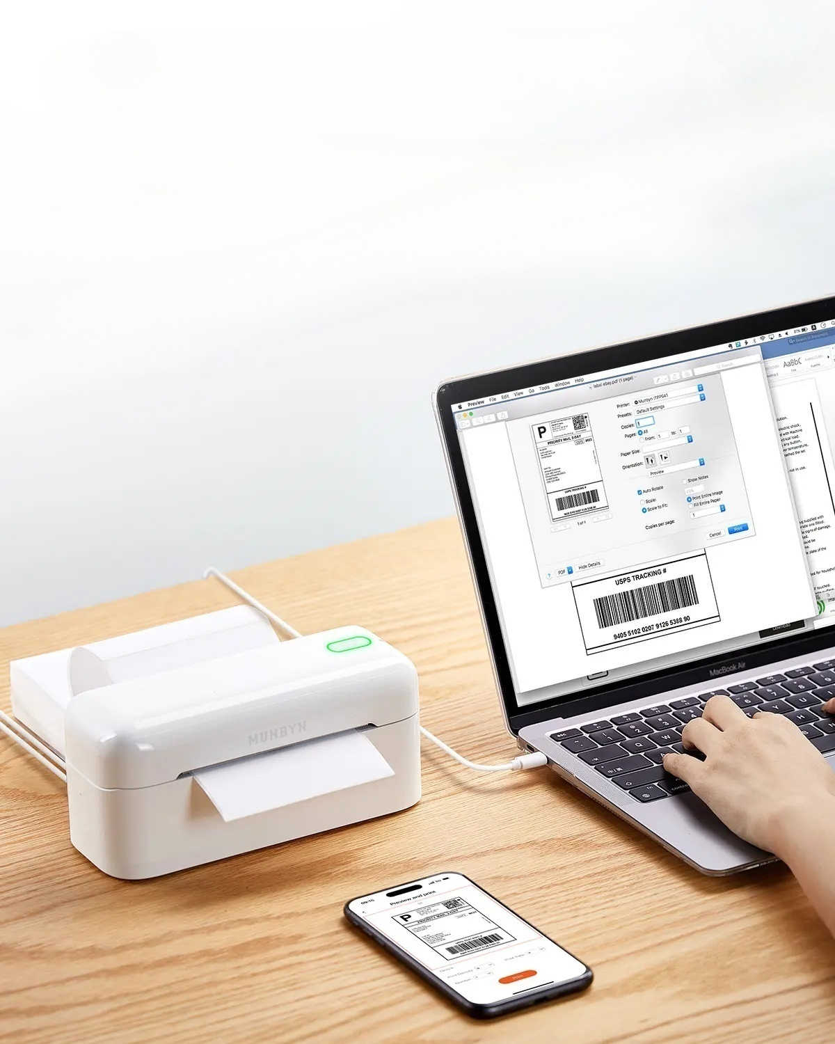 MUNBYN RealWriter 402 Bluetooth Thermal Label Printer 203DPI
