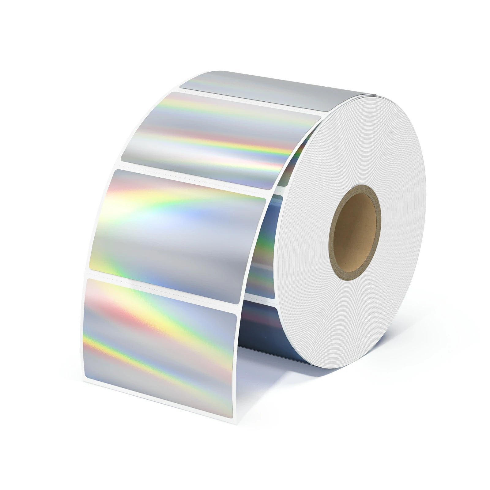 MUNBYN holographic rectangular thermal labels are resistant to water, and oils, maintaining their vibrant appearance even under harsh conditions.