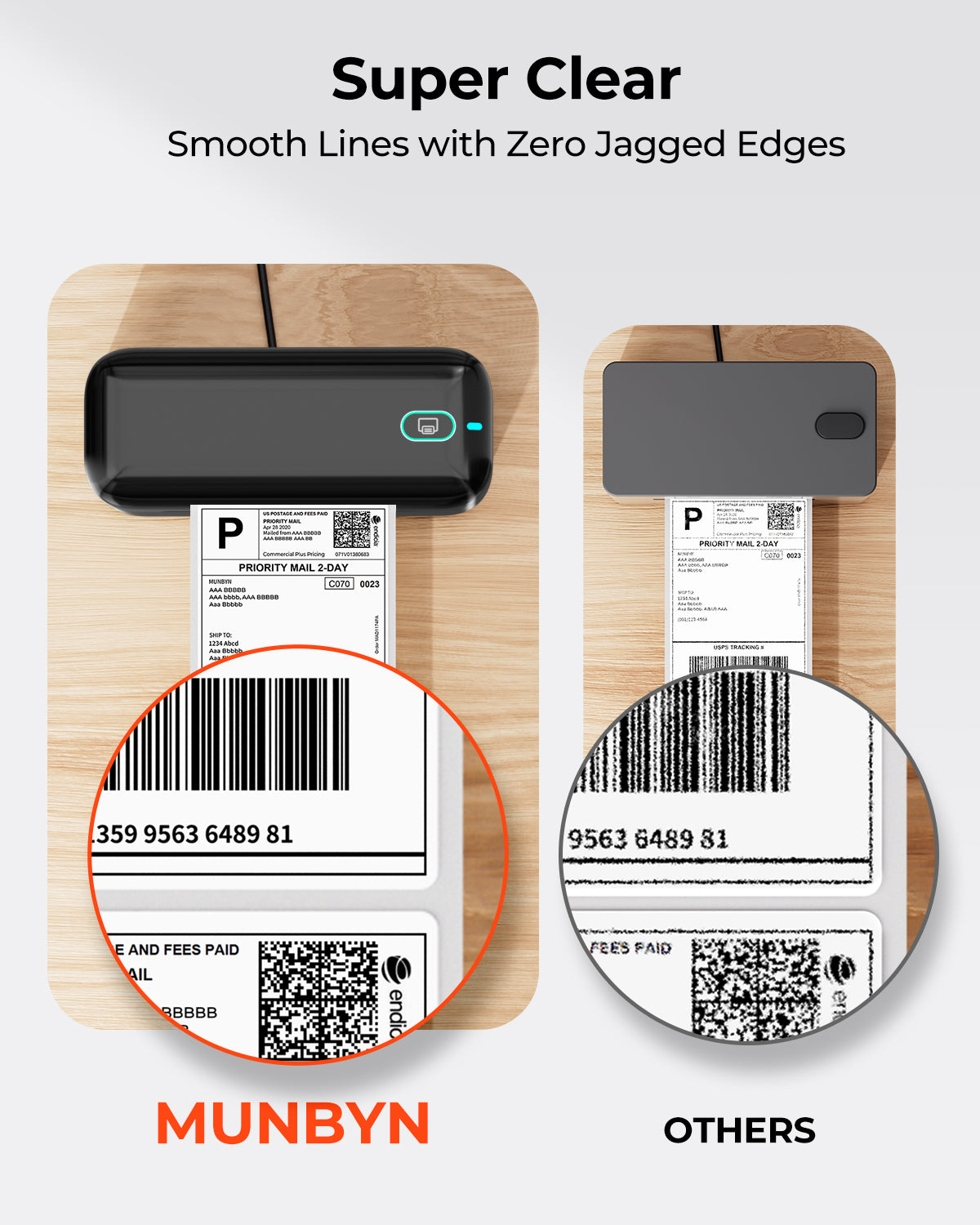 MUNBYN CA RealWriter 402B thermal label printer kit with black printer and accessories, designed for efficient label printing.