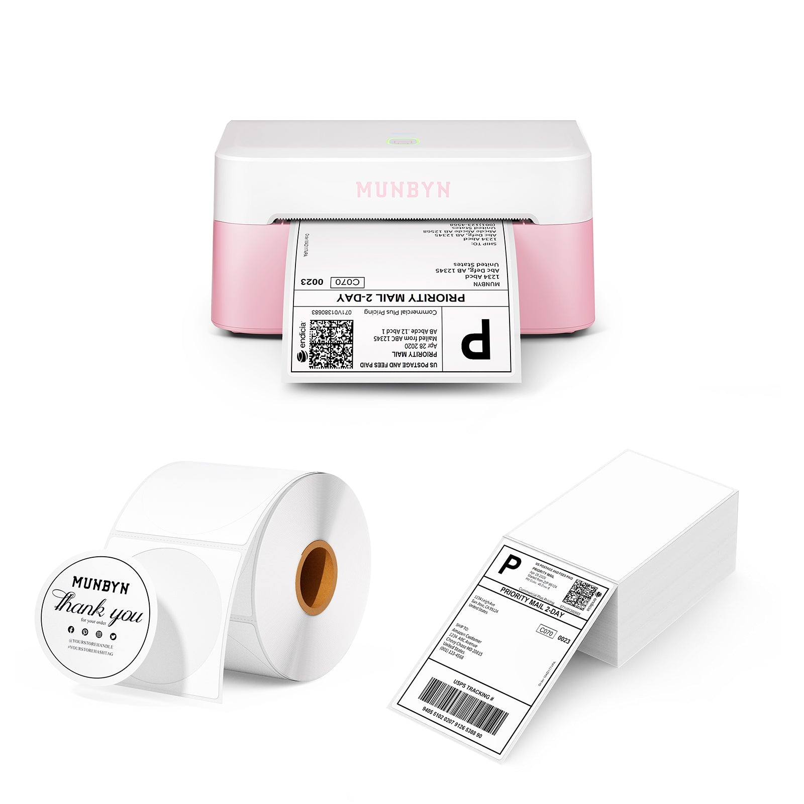 MUNBYN RW403B Bluetooth Thermal Label Printer Kit for Shipping and Product Labeling