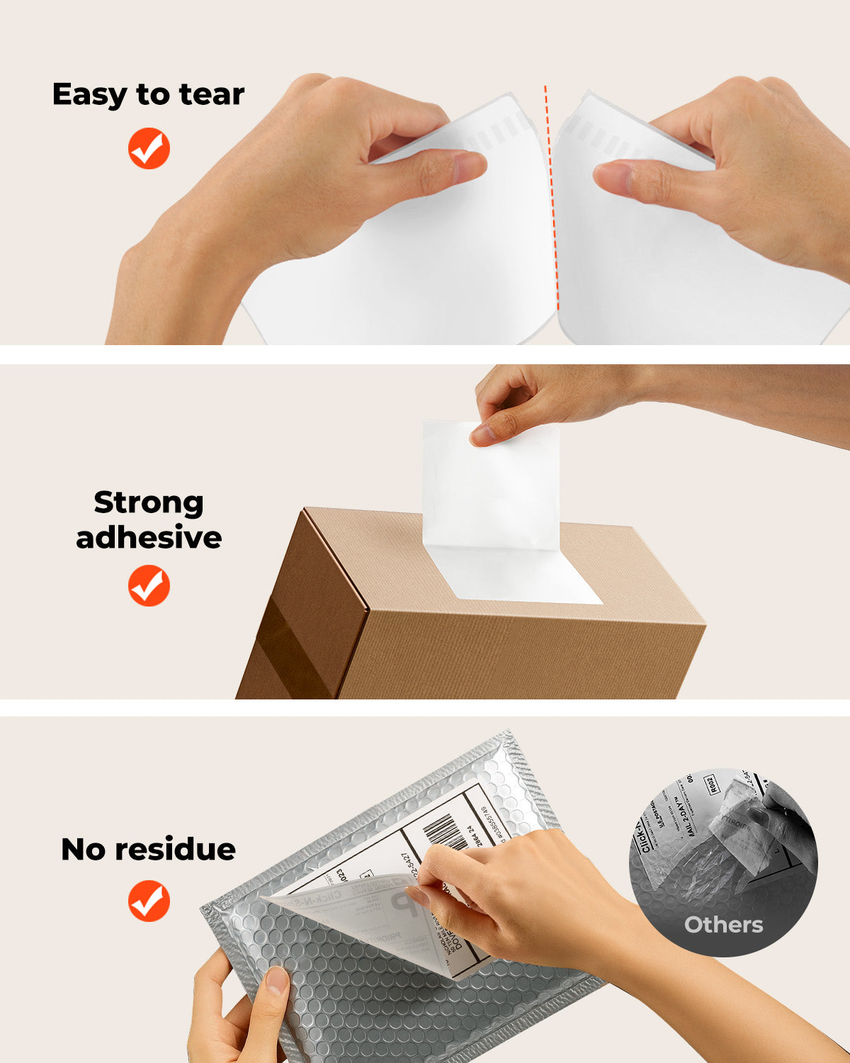 White 4x6 shipping roll labels printed on MUNBYN label printer paper, ready for shipping and barcode labeling.