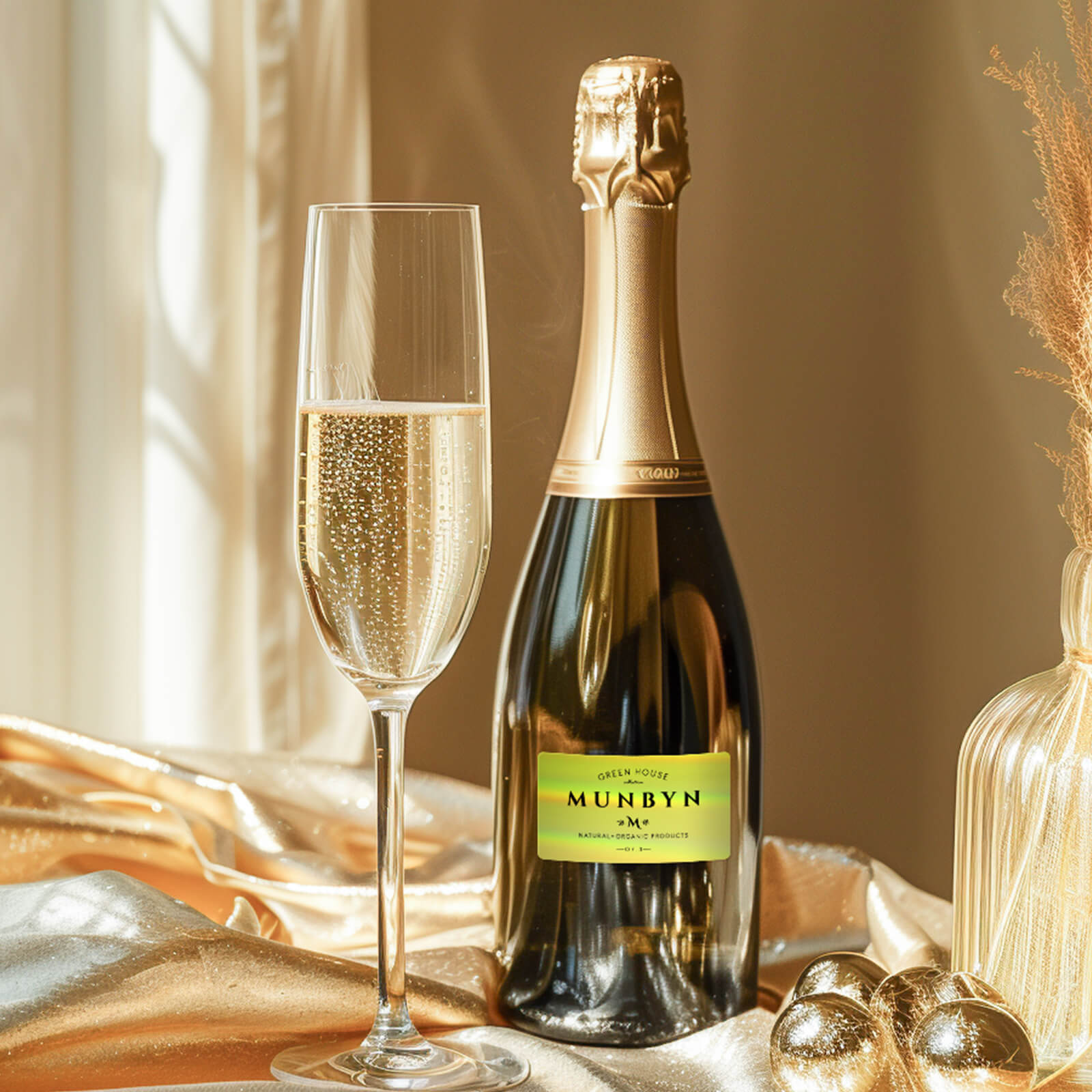 Dress up your wine bottles with MUNBYN gold holographic labels that elegantly display the date and type of wine.