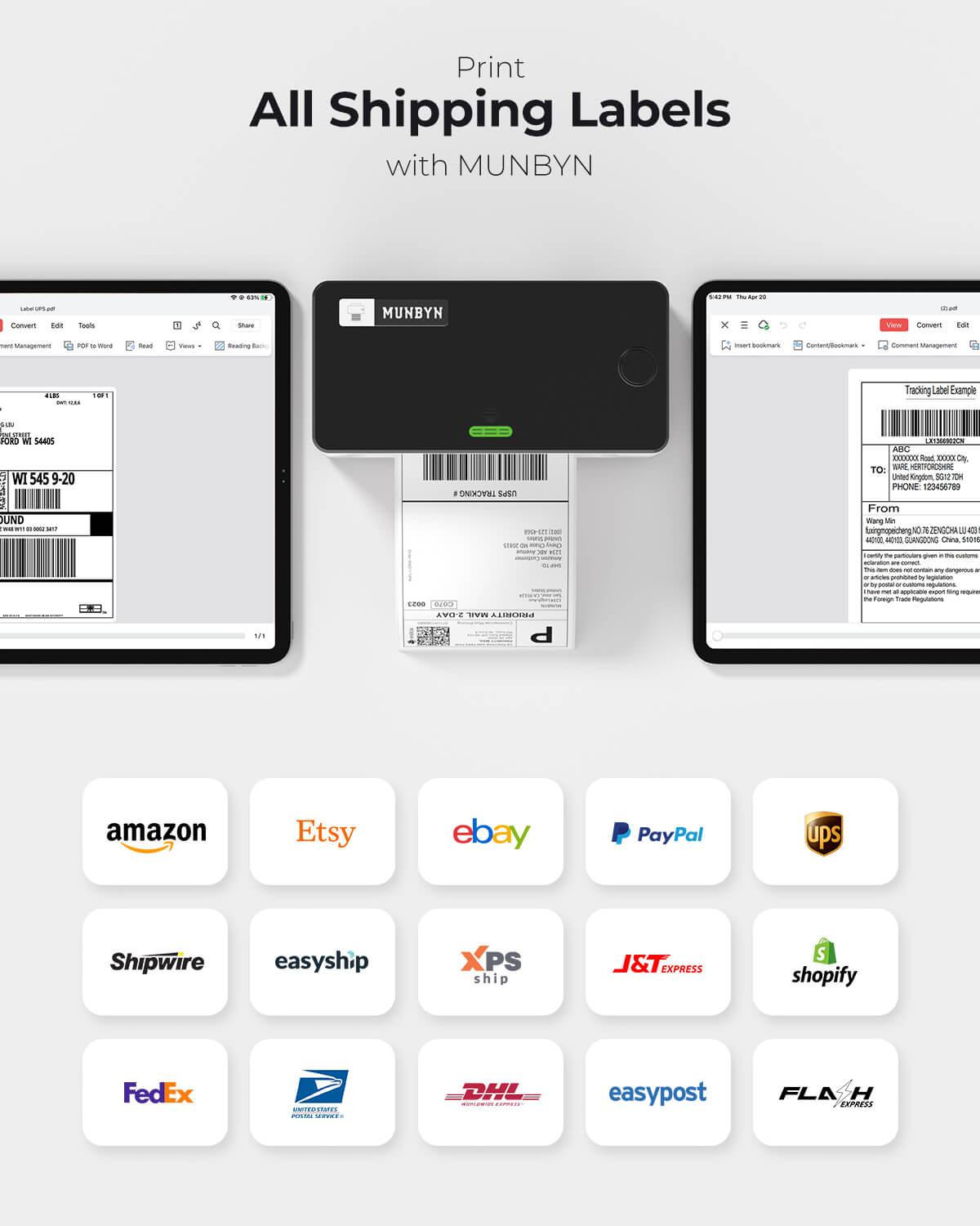 The MUNBYN 941AP AirPrint thermal printer is compatible with most shipping and shopping platforms.