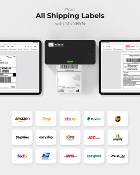 The MUNBYN 941AP AirPrint thermal printer is compatible with most shipping and shopping platforms.