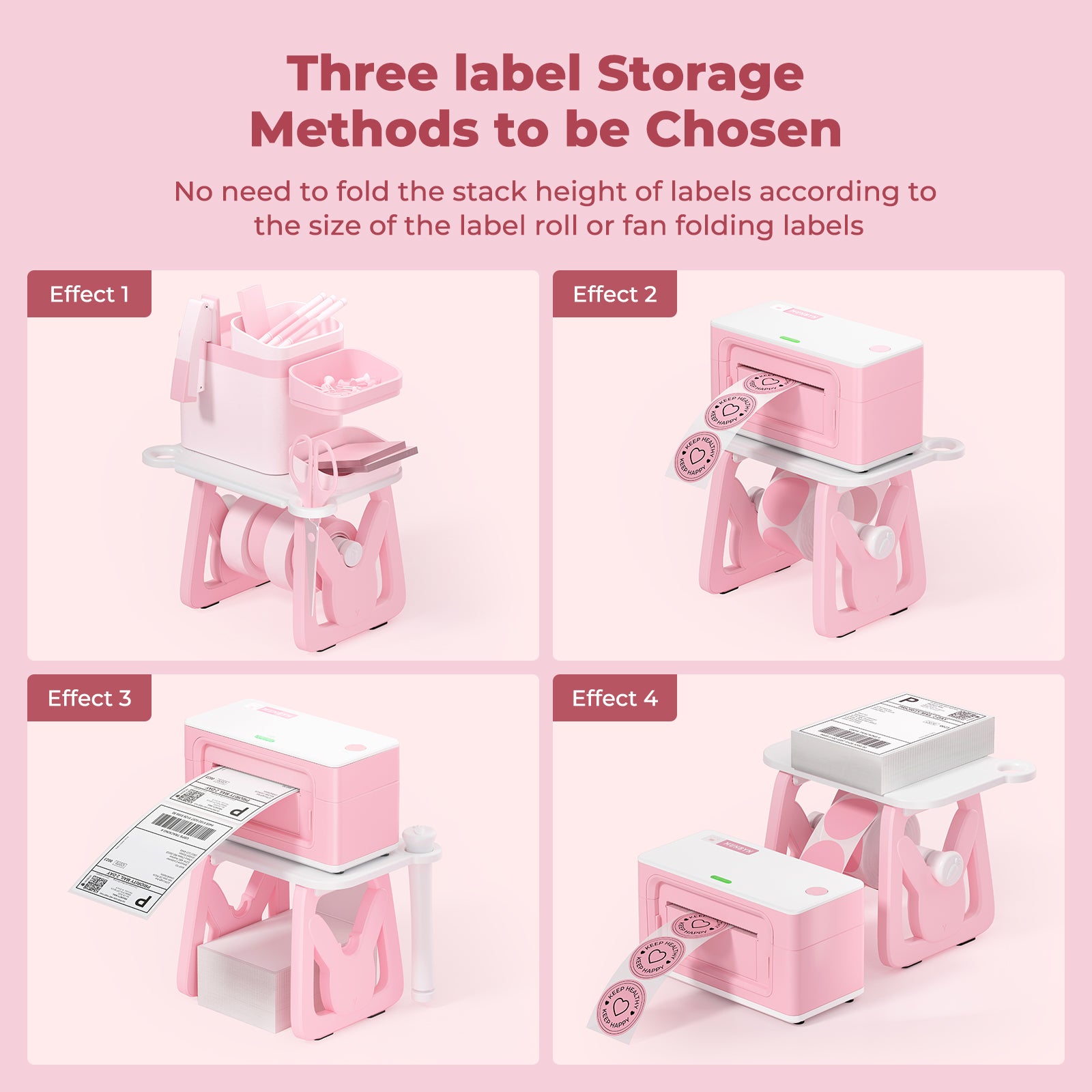 Pink MUNBYN CA ILH02 label holder for label printer accessories, showing multiple compact holders on a white background.