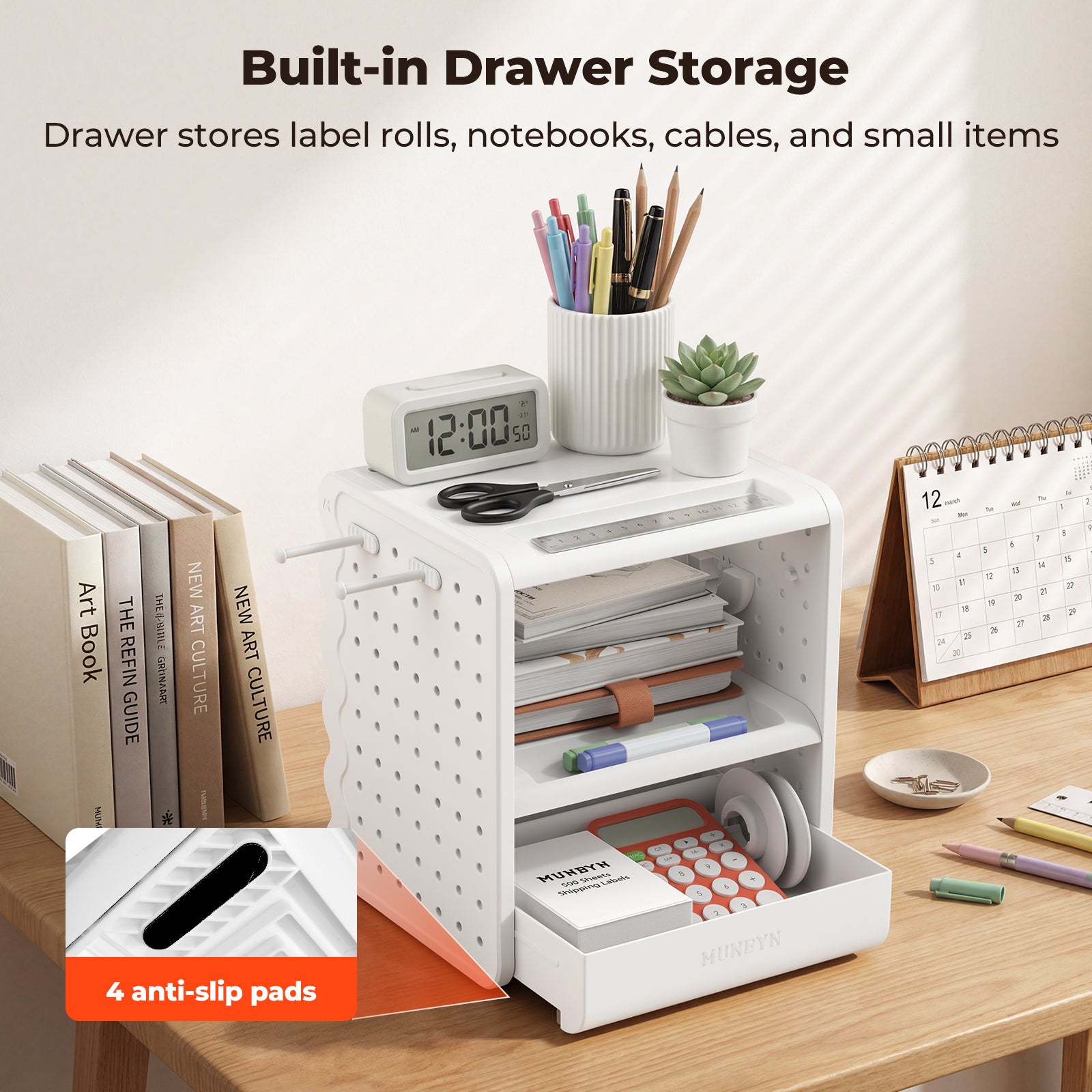 MUNBYN ILH03 5-in-1 Label Holder and Desk Organizer