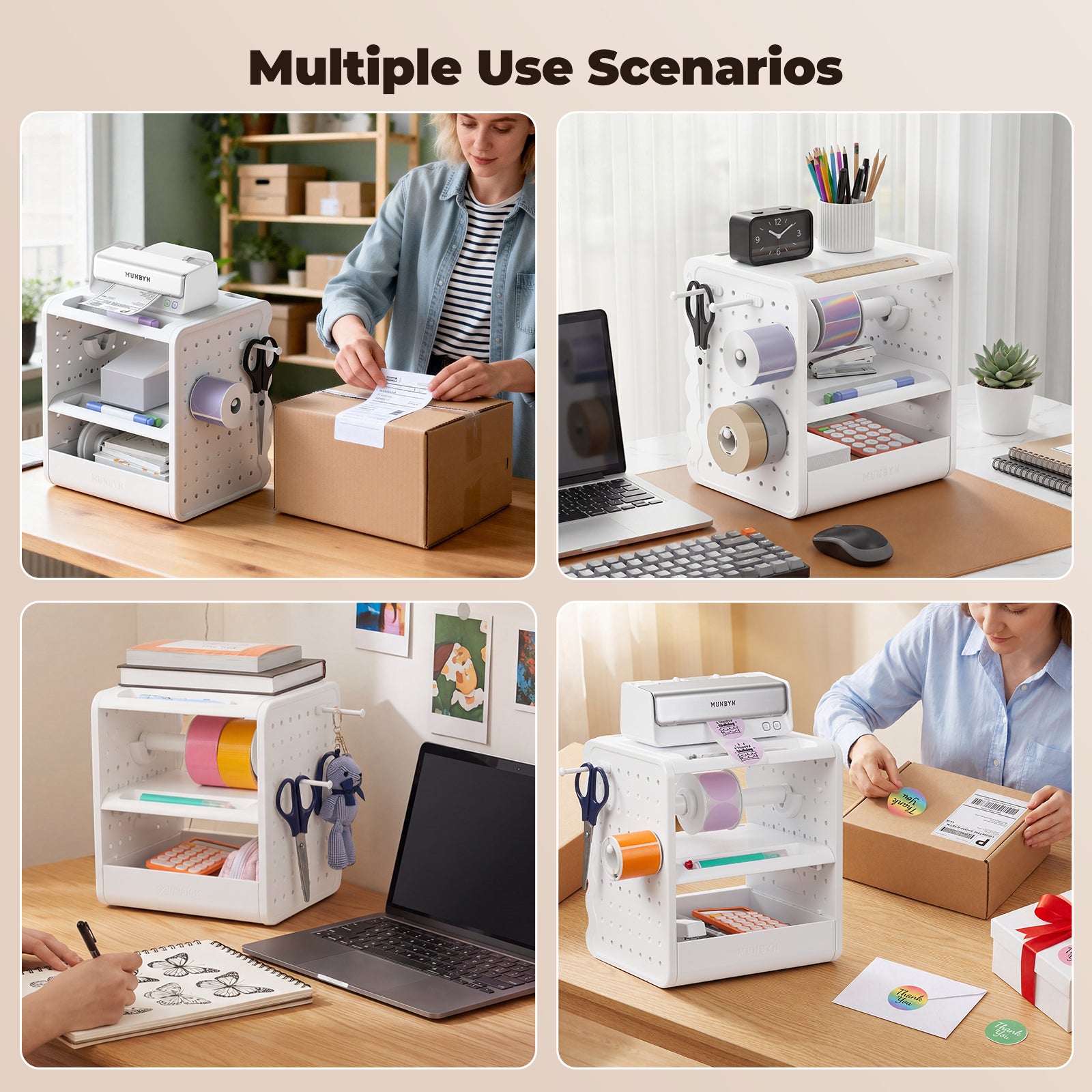 MUNBYN ILH03 5-in-1 Label Holder and Desk Organizer