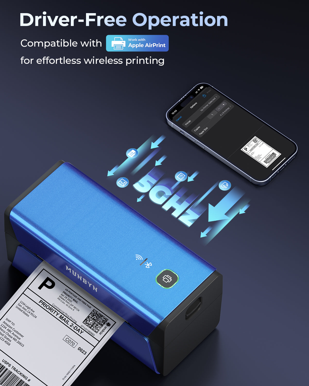 MUNBYN RealWriter 401AP AirPrint Thermal Label Printer Kit