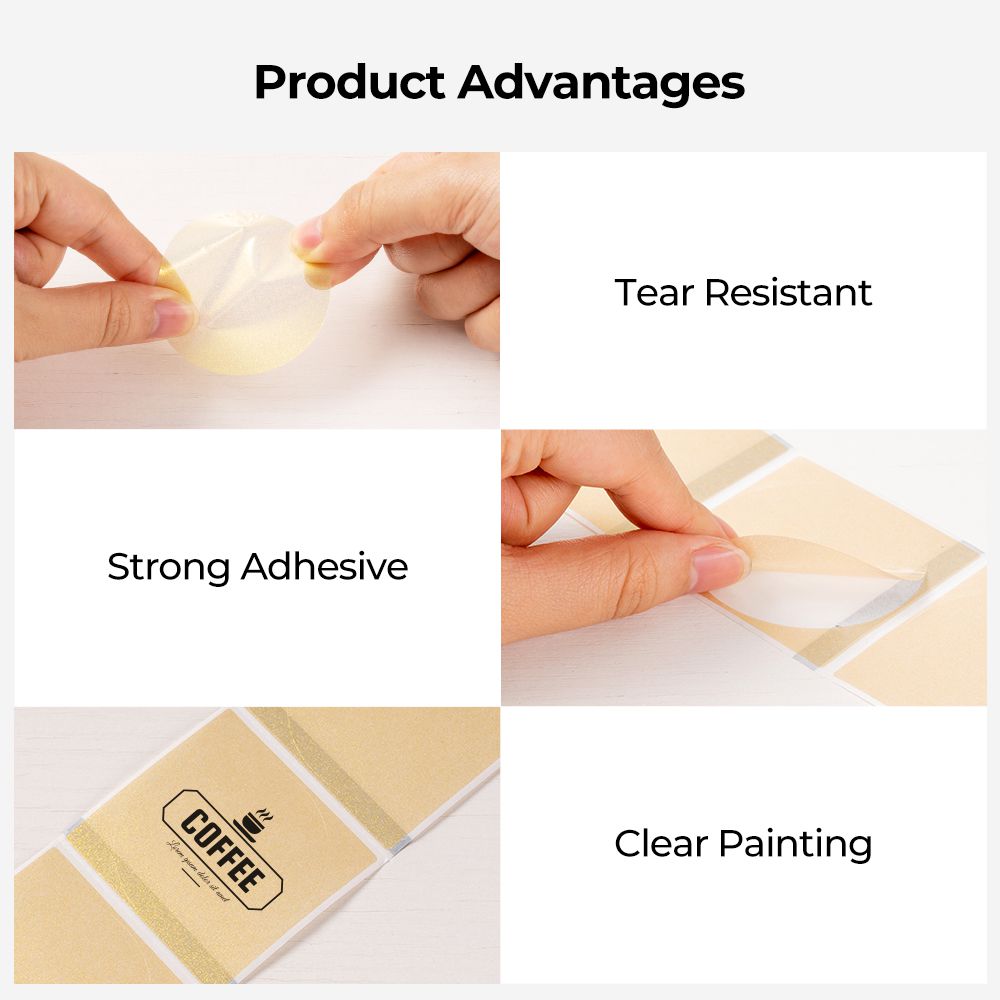 MUNBYN 2" gold thermal sticker labels come in a circular shape with a gold translucent finish, making them stand out and grab attention.