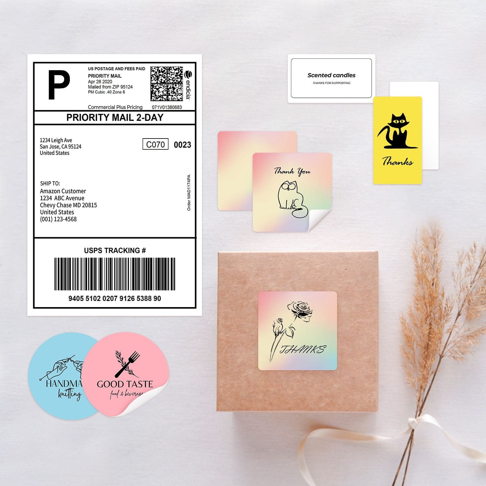 MUNBYN mixed-color square direct thermal labels are the perfect solution for product labeling and organization.