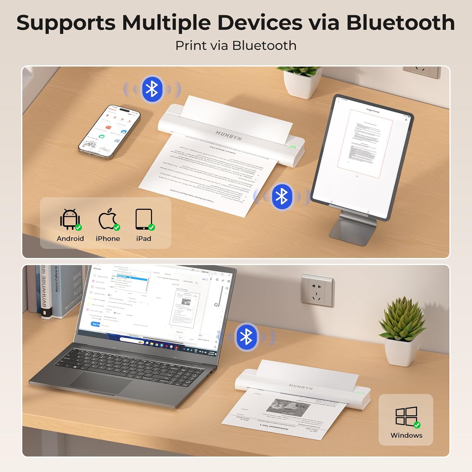 MUNBYN ITP02 Wireless Bluetooth Portable Thermal Printers