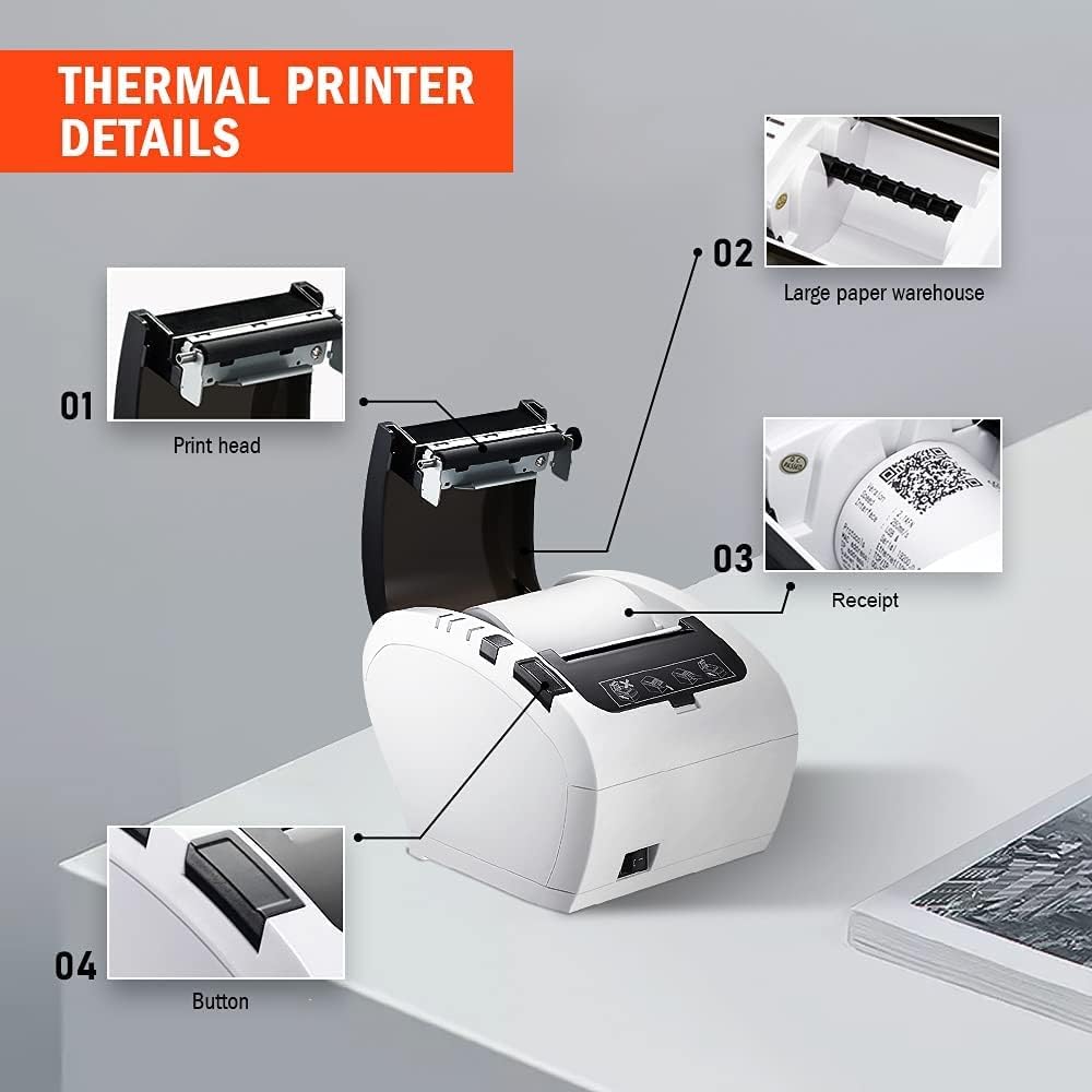 MUNBYN Thermal Receipt Printer with USB Ethernet Port P047