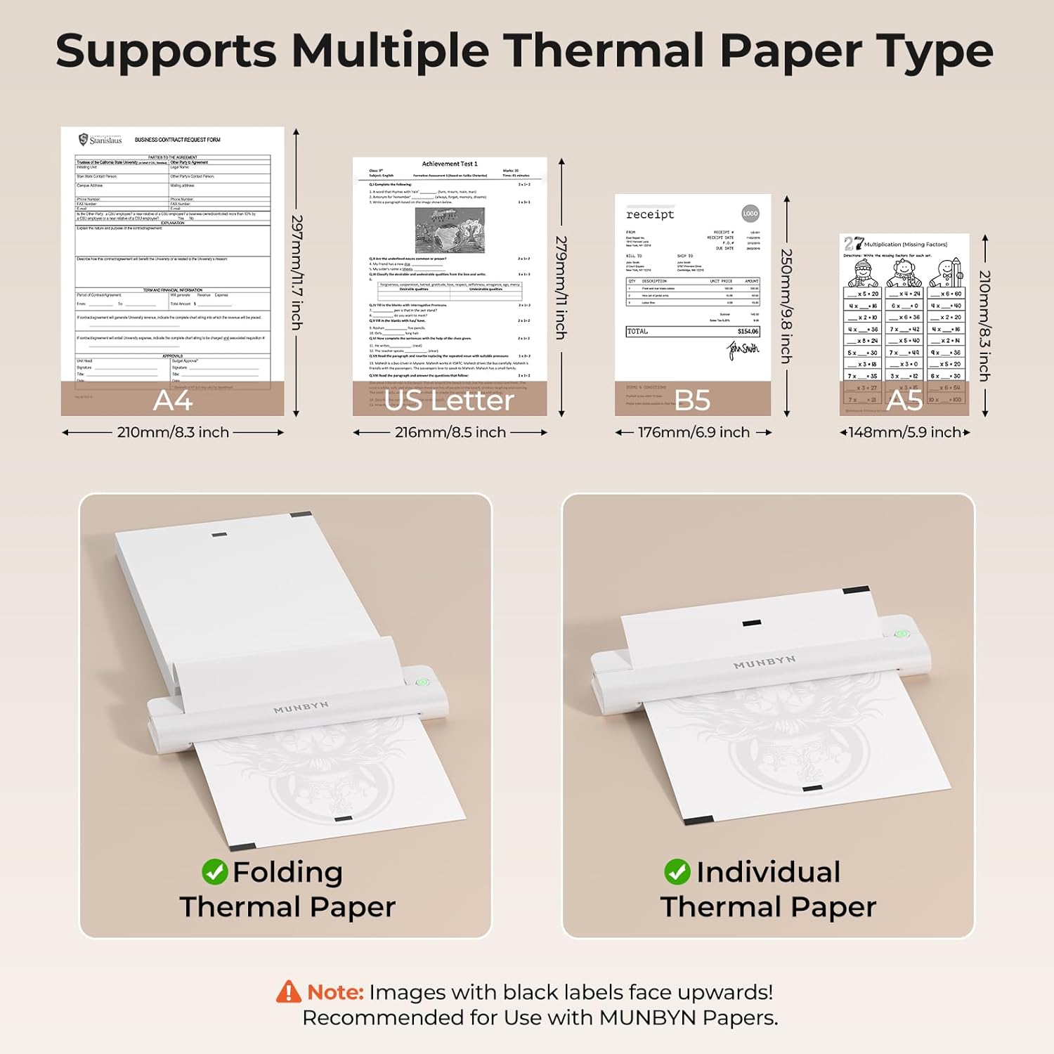 MUNBYN ITP02 Wireless Bluetooth Portable Thermal Printers