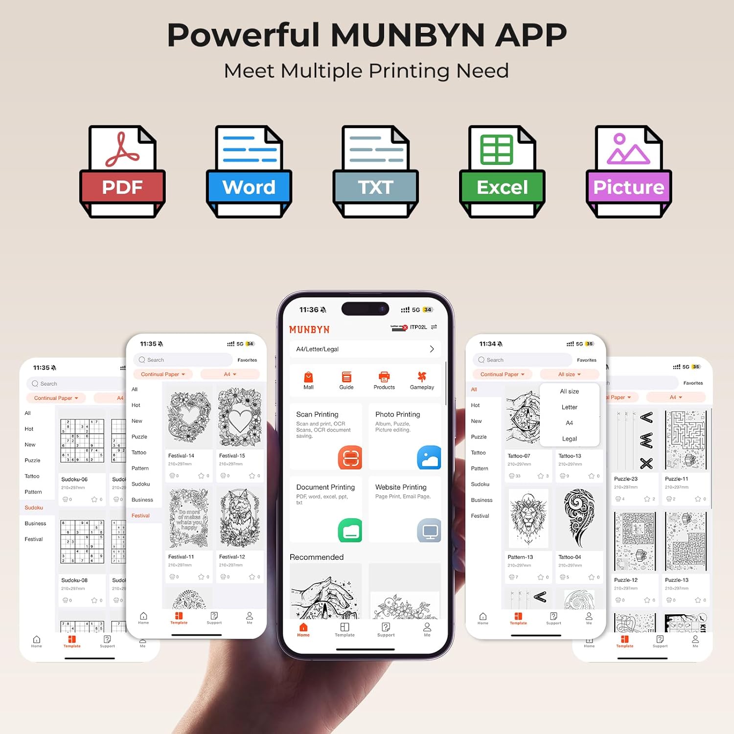 MUNBYN ITP02 Wireless Bluetooth Portable Thermal Printers