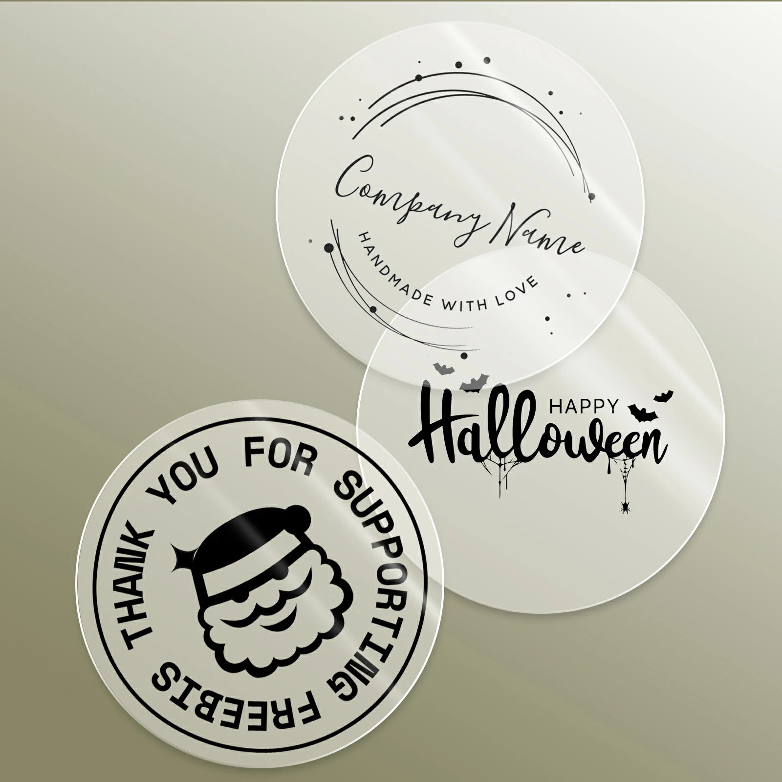 Clear 2-inch labels on label printer paper from MUNBYN CA, showing blank transparent label sheets for printing.