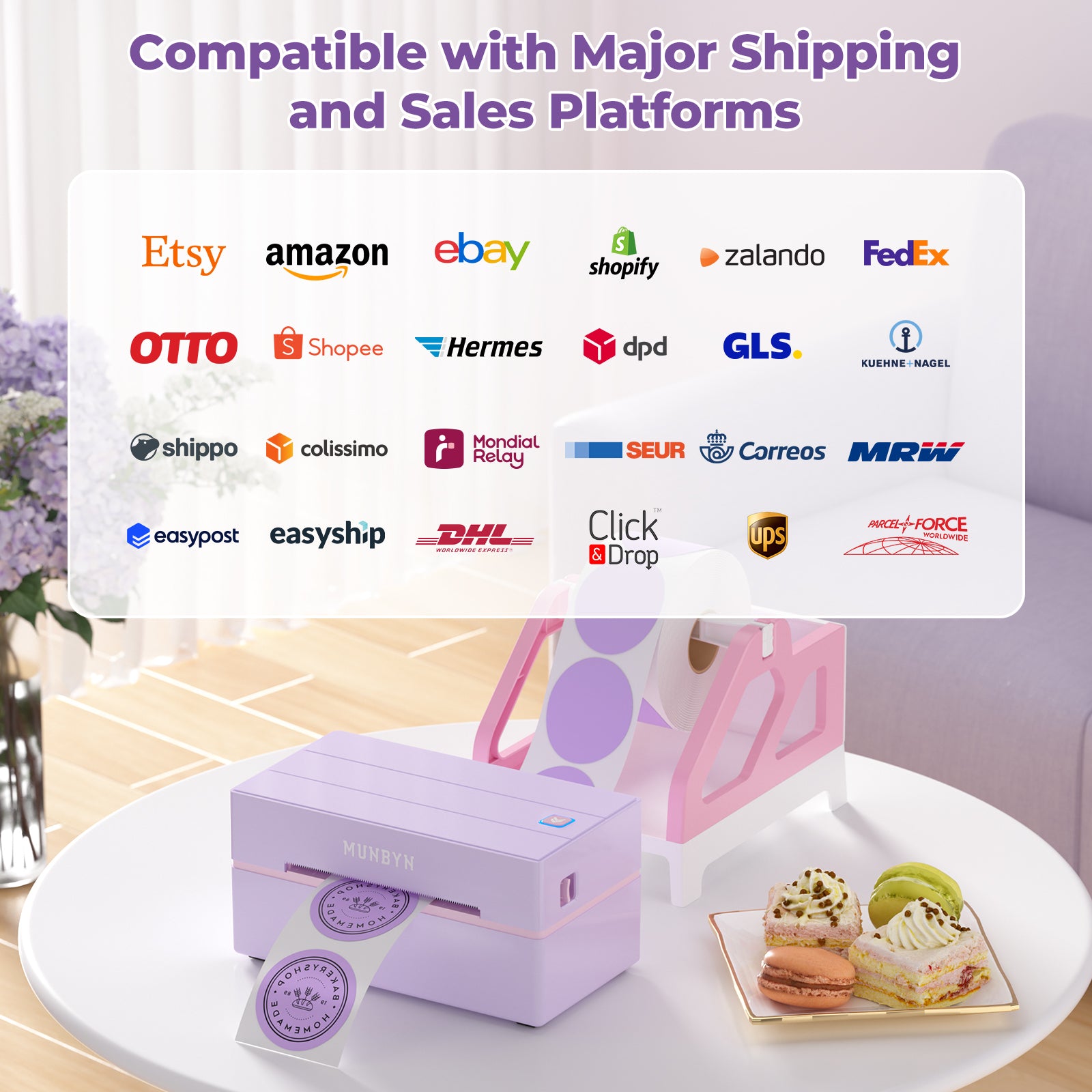 MUNBYN CA RealWriter 130B thermal label printer kit with printer, labels, and accessories for efficient printing.