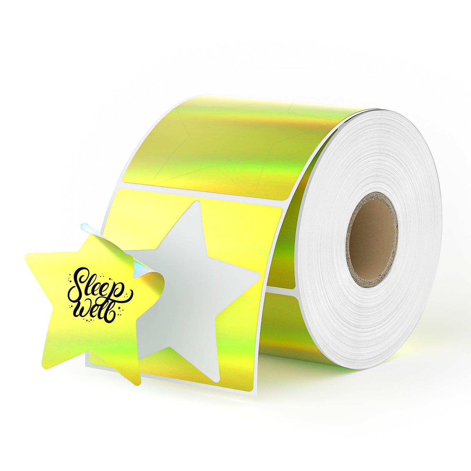 Elevate your products with MUNBYN's gold holographic star-shaped thermal labels.