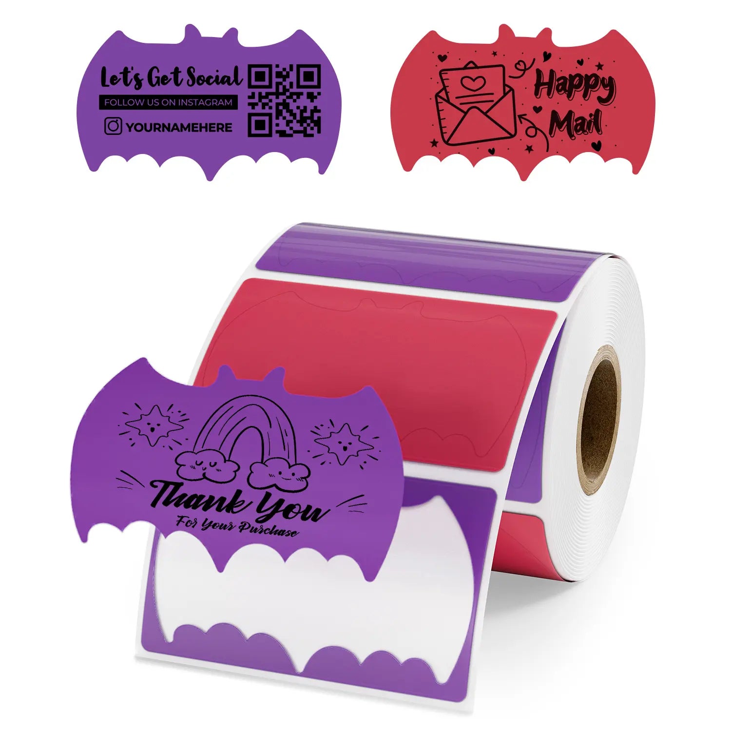 MUNBYN Bat Shaped Thermal Labels for Halloween