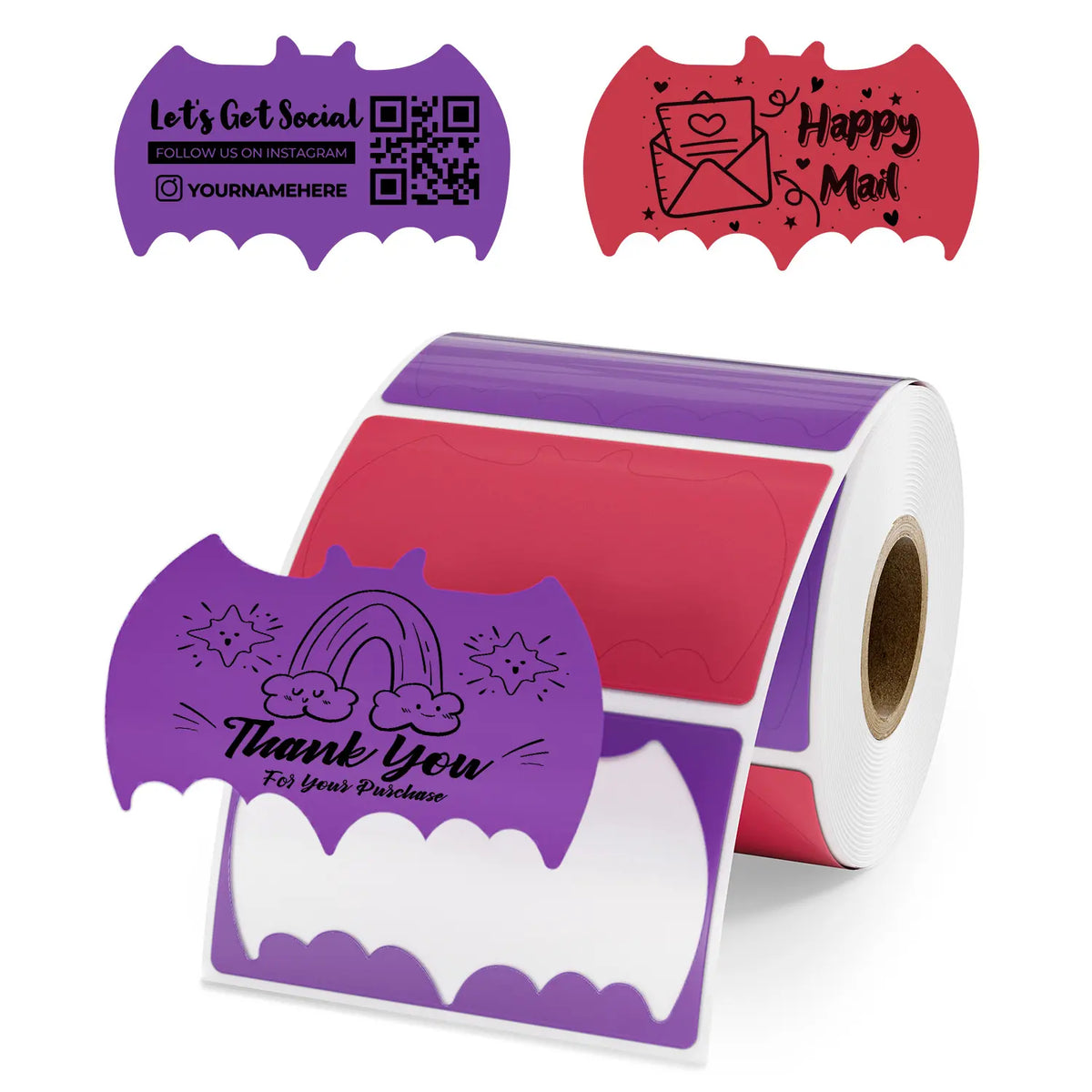 MUNBYN Bat Shaped Thermal Labels for Halloween