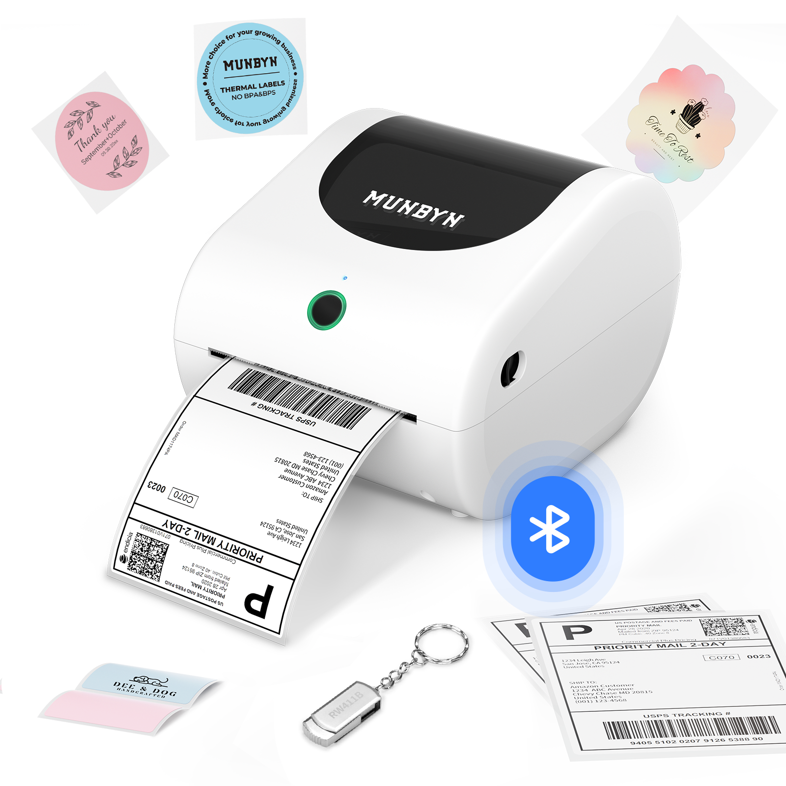 MUNBYN RW411B Bluetooth Thermal Label Printer