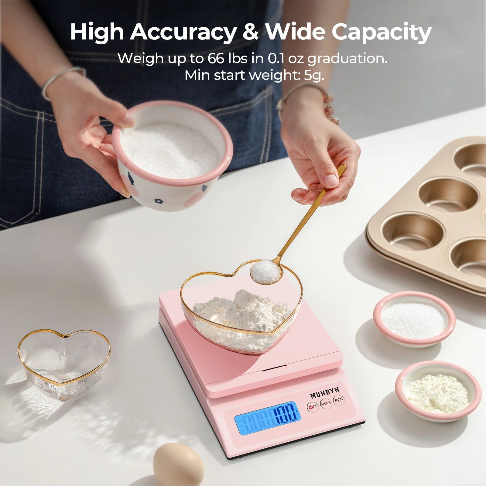 MUNBYN CA IPS01 postal scale used as a label printer accessory, featuring digital display and compact design.