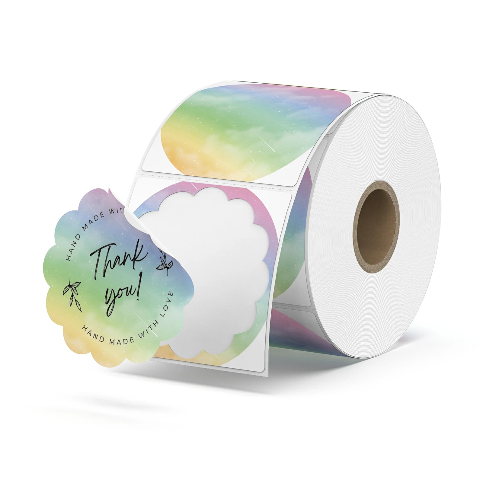 MUNBYN 2" Watercolor Wreath Shaped Thermal Label | 500 Labels Per Roll