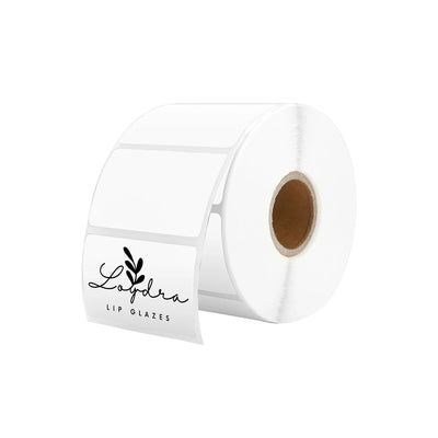 White 2.25 x 1.25 inch rectangle labels printed on label printer paper by MUNBYN CA.