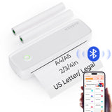 MUNBYN CA ITP04 A4 thermal printer printing a document with paper loaded and ready for use.
