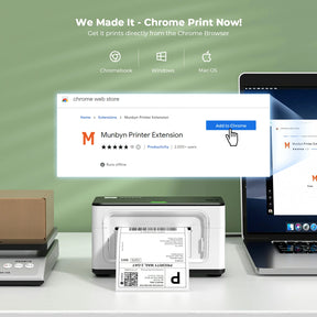 MUNBYN P941 thermal printer for shipping labels is compatible with Chromebook, Windows and Mac.