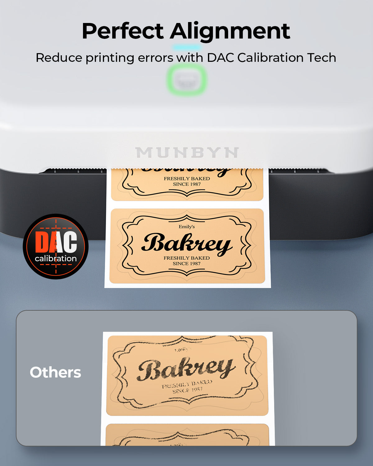 MUNBYN RealWriter 403B thermal label printer with paper roll and control panel, designed for efficient printing tasks