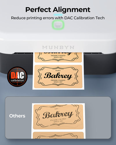 MUNBYN RealWriter 403B thermal label printer with paper roll and control panel, designed for efficient printing tasks