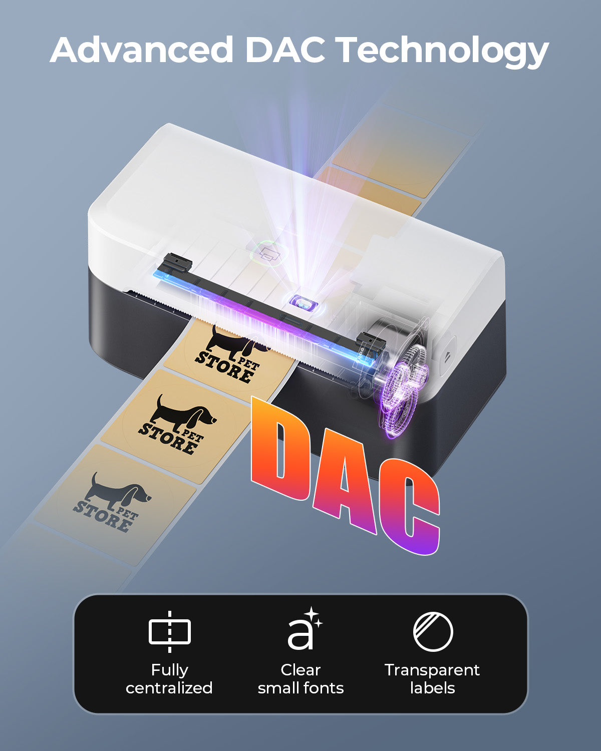 MUNBYN RealWriter 403B thermal label printer with compact design and multiple connection options, ideal for shipping and labeling.