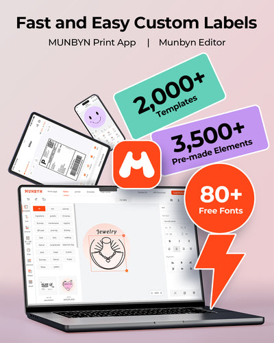 MUNBYN RW403B Bluetooth Thermal Label Printer for Shipping and Product Labeling
