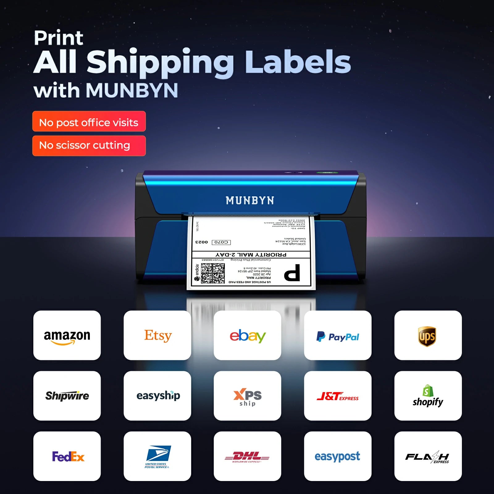 It is capable of printing shipping labels compatible with most shipping and shopping platforms.