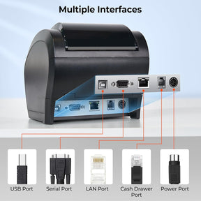 MUNBYN P047 Black Bluetooth Thermal Receipt Printer 80mm POS Printer