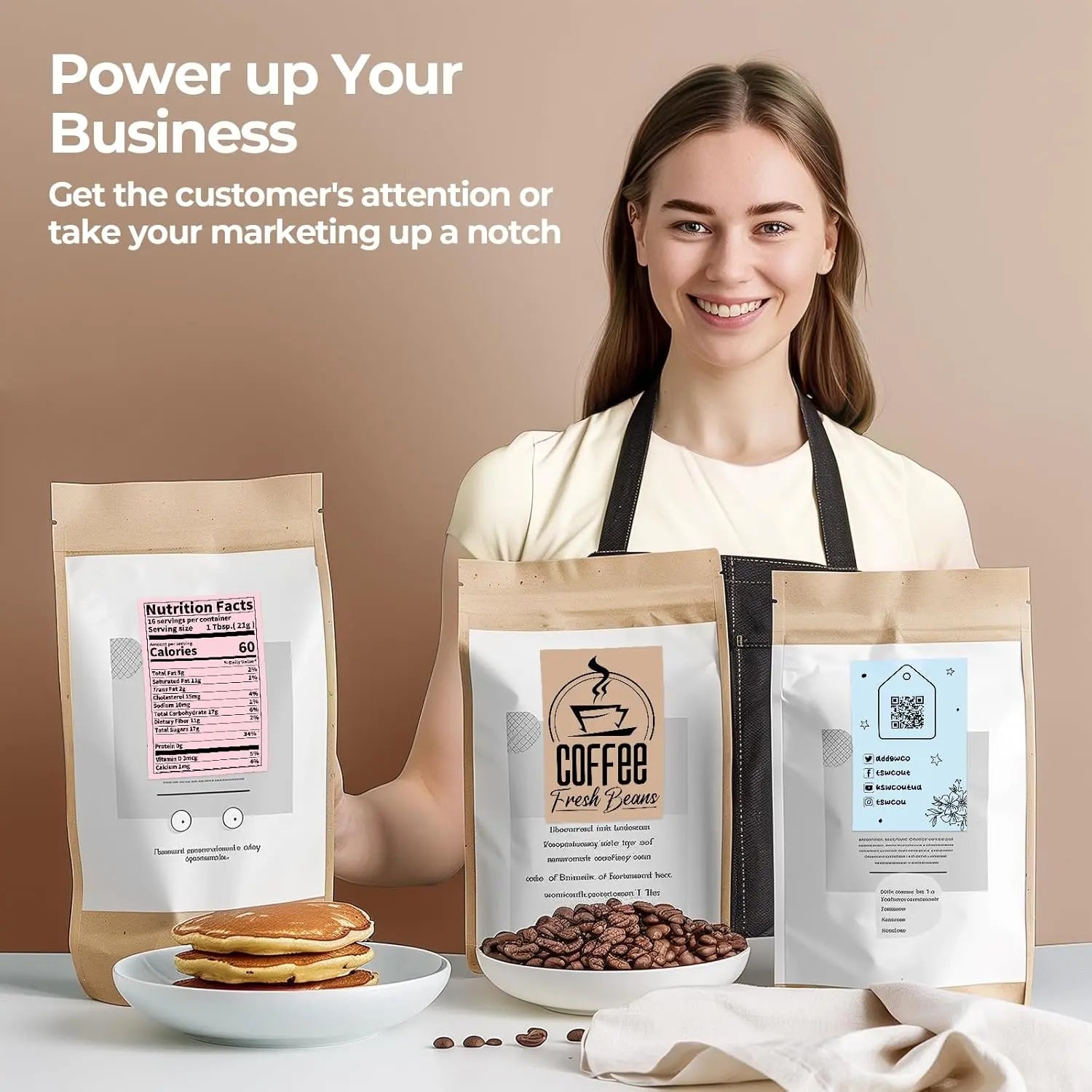 MUNBYN 4x6 inch fan-fold label printer paper with multiple labels on a sheet, suitable for shipping and barcode labels.