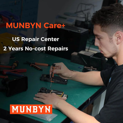 MUNBYN CA IPDA101P barcode scanner with ergonomic design, scanning barcodes on products and packaging.