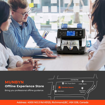 MUNBYN CA IMC01 money counter machine with digital display and denomination counting features