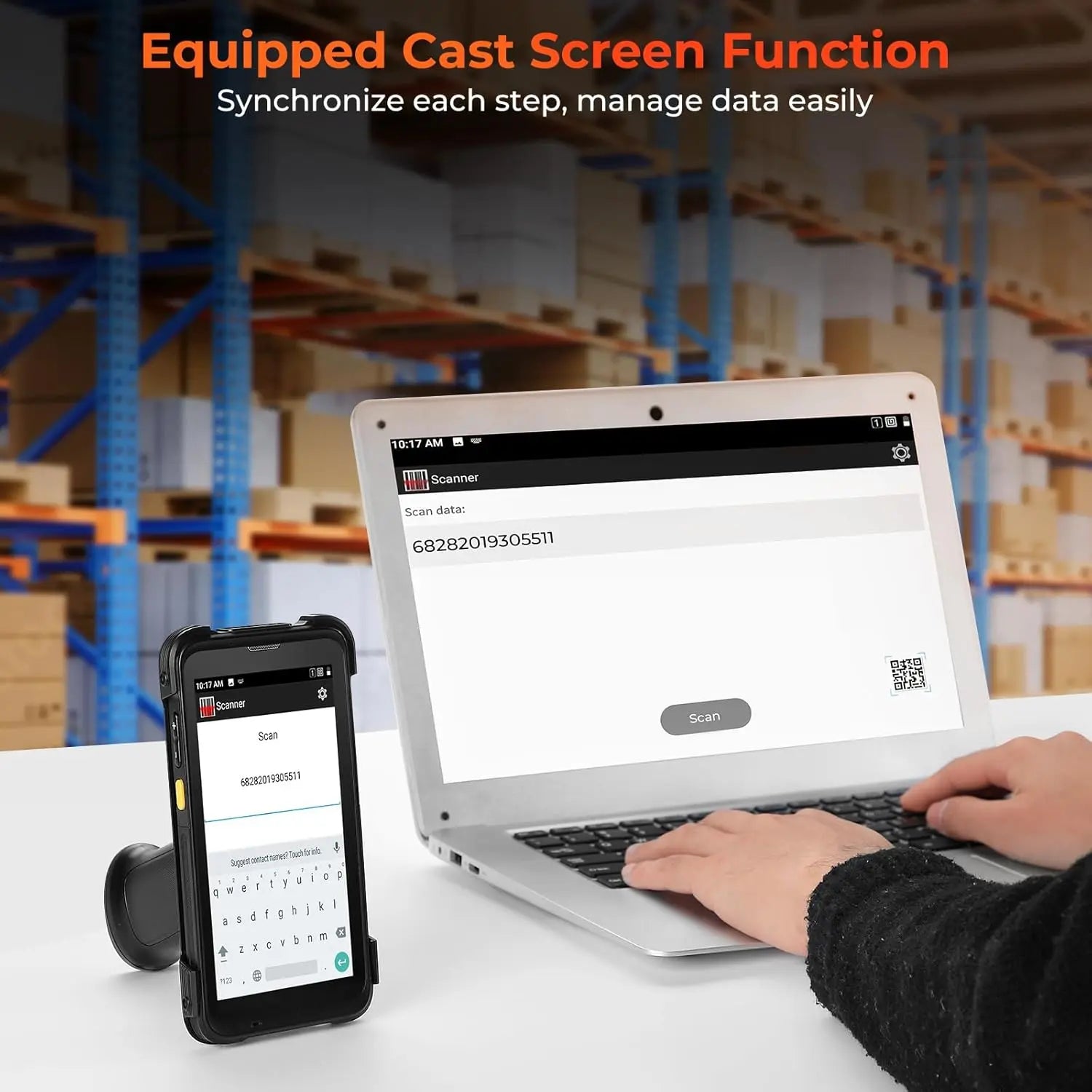 MUNBYN CA IPDA101P barcode scanner with handheld design and scanning window, used for retail and inventory management.