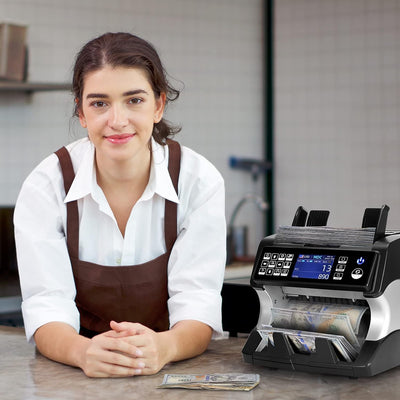 MUNBYN CA IMC01 money counter machine with digital display and compact design for quick cash counting.
