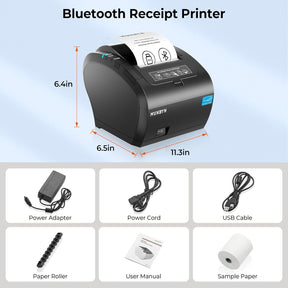 MUNBYN P047 Black Bluetooth Thermal Receipt Printer 80mm POS Printer