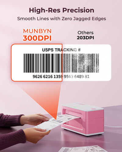 MUNBYN CA RealWriter 941BP thermal label printer kit with compact design and multiple label sizes, ready for shipping and barcode printing.