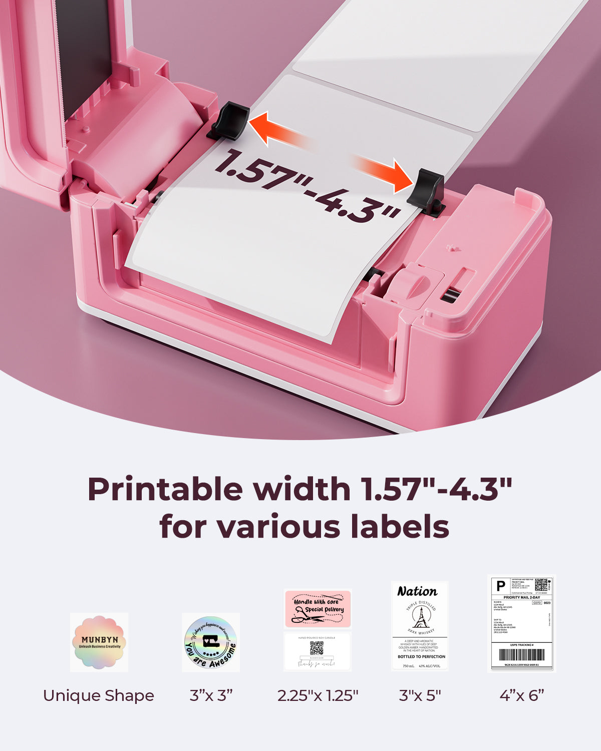 MUNBYN CA RealWriter 941BP thermal label printer kit with printer, power cord, and accessories on a white background