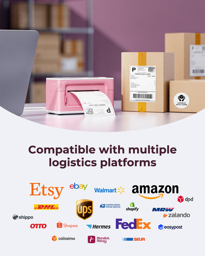 MUNBYN CA RealWriter 941BP thermal label printer kit with printer, power cord, and accessories for efficient label printing.