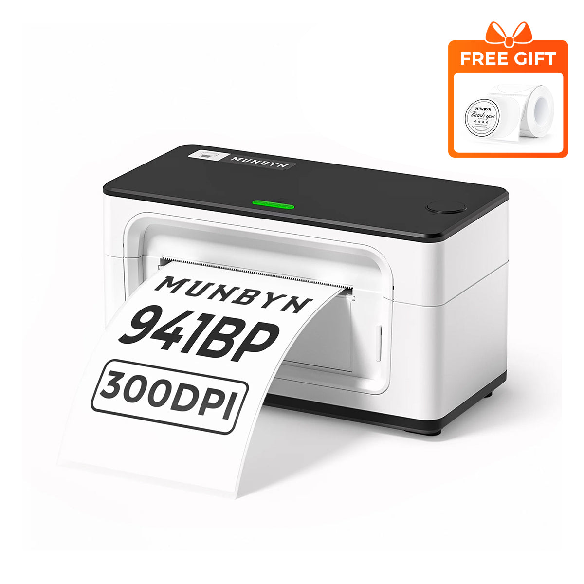 MUNBYN RW941BP 300DPI Bluetooth Thermal Label Printer for Product Labels and Branding