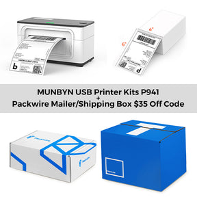 【Munbyn Day Exclusive Bundle】MUNBYN 4"x6" Thermal Shipping Label Printer P941 Kit | White