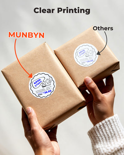 MUNBYN 2" Dual-Color Thermal Labels for RW405B Product and Packaging Stickers
