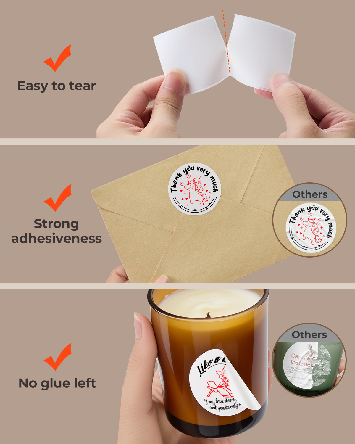MUNBYN 2" Dual-Color Thermal Labels for RW405B Product and Packaging Stickers