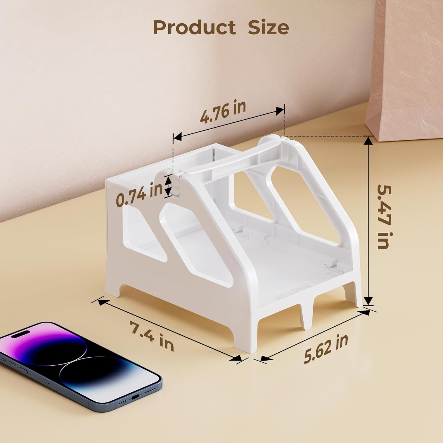 White Roll and Fan-Fold Holder for label printer, compatible with MUNBYN CA label printer accessories.